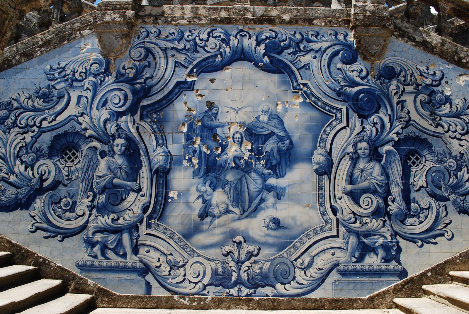 Lamego, Nossa Senhora dos Remédios, azulejo panel on the staircase