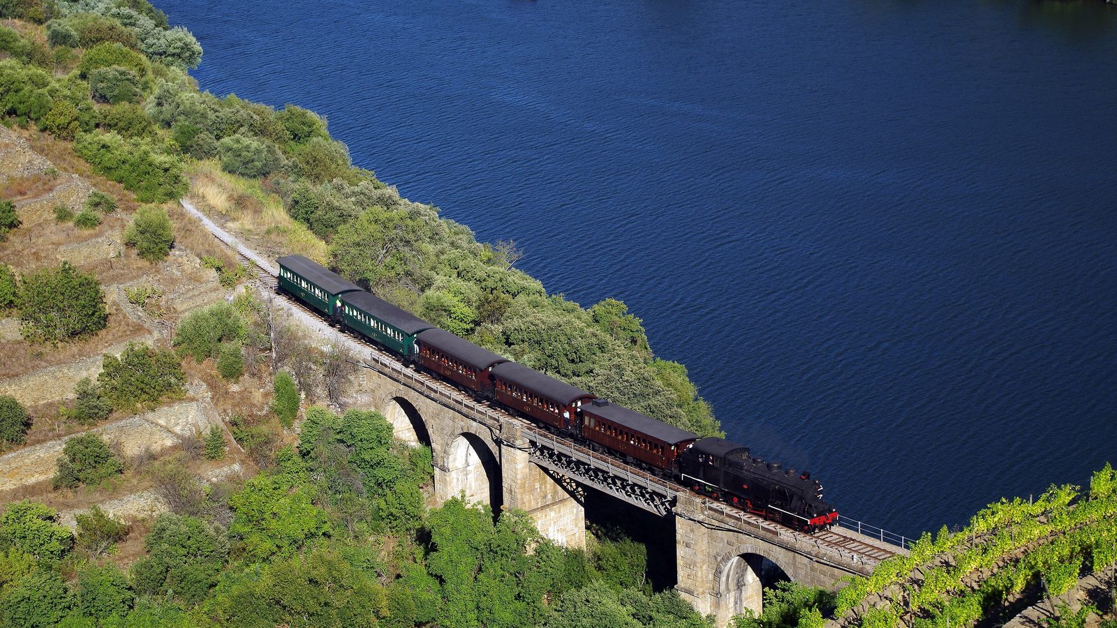 Douro historic train on a bridge